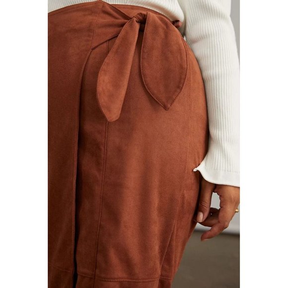 ANTHROPOLOGIE New Lauren Sueded Wrap Midi Skirt - Picture 3 of 7